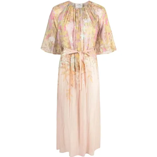 Blumendruck, halbtransparentes Kleid , Damen, Größe: M - Forte Forte - Modalova