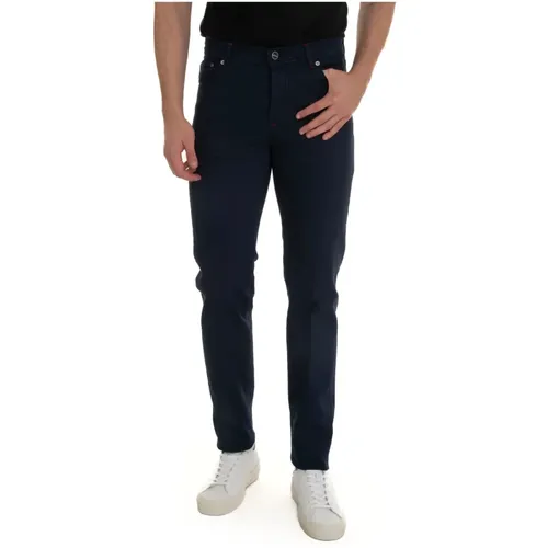 Straight Trousers, male, , Size: W32 Modern Slim-Fit Denim Jeans - Kiton - Modalova