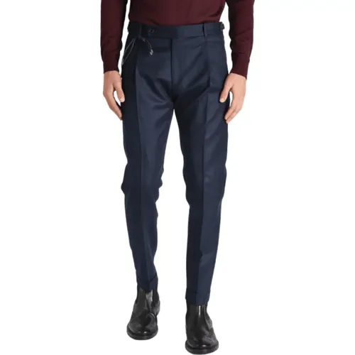 Chinos, male, , Size: L Navy Chino Wool Tailored Pants - Berwich - Modalova