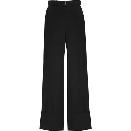 Wide Trousers, female, , Size: XS Wool Palazzo Trousers with Belt - Lanvin - Modalova