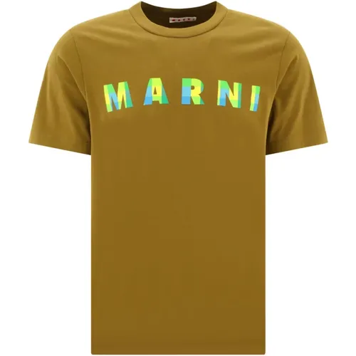 Gingham T-Shirt 100% Baumwolle , Herren, Größe: M - Marni - Modalova