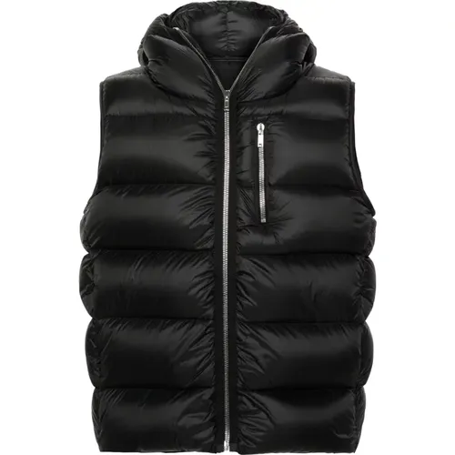 Vests, male, , Size: 3XL Quilted Puffer Sleeveless Hooded Jacket - Rick Owens - Modalova