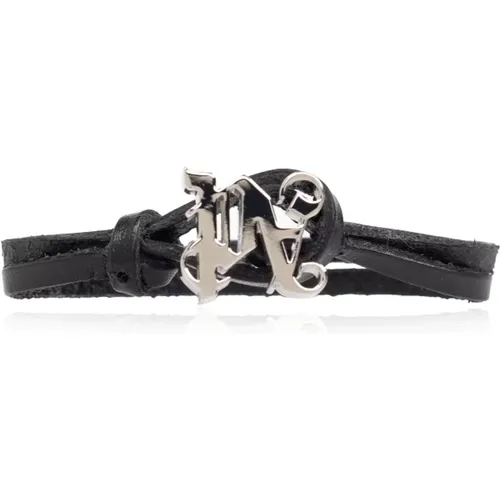 Bracelets, male, , Size: ONE SIZE Leather bracelet - Palm Angels - Modalova