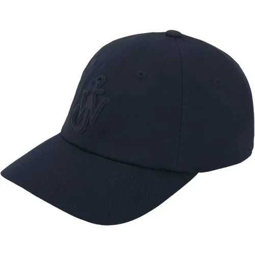 Caps, male, , Size: ONE SIZE Navy Embroidered Logo Cap - JW Anderson - Modalova