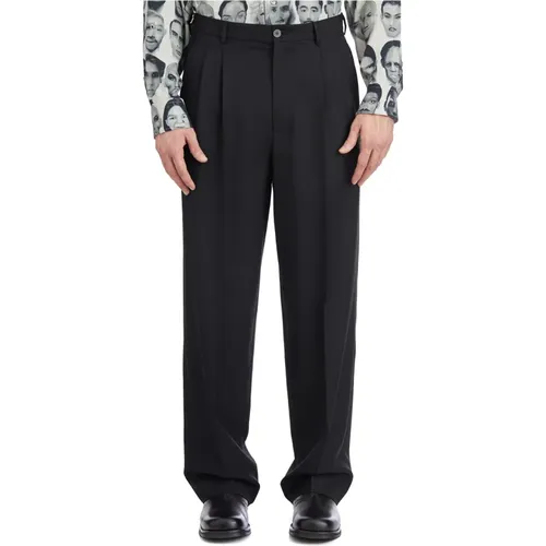 Suit Trousers, male, , Size: S Double Pleats Signature Pants - Magliano - Modalova