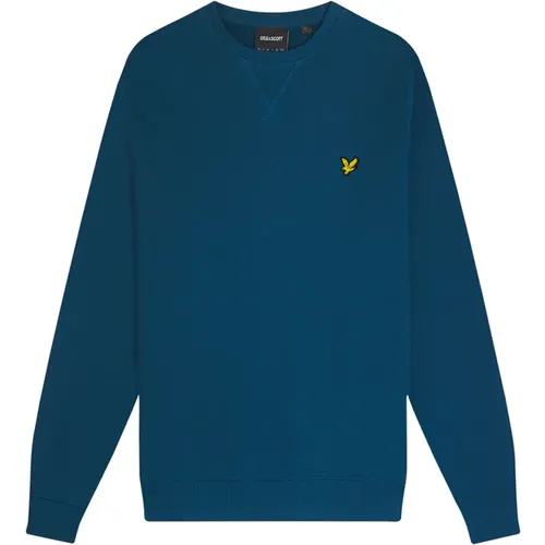 Sweatshirts, male, , Size: S Navy Crew Neck Sweatshirt - Lyle & Scott - Modalova