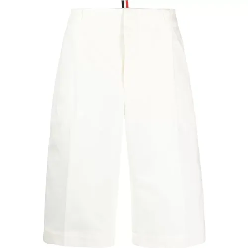 Weiße Baumwollweberei Serge Shorts , Herren, Größe: L - Thom Browne - Modalova