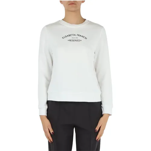 Cotton Logo Sweatshirt , female, Sizes: XS, L - Elisabetta Franchi - Modalova