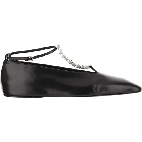 Leder Ballettflats mit Kristalldetail - Jil Sander - Modalova