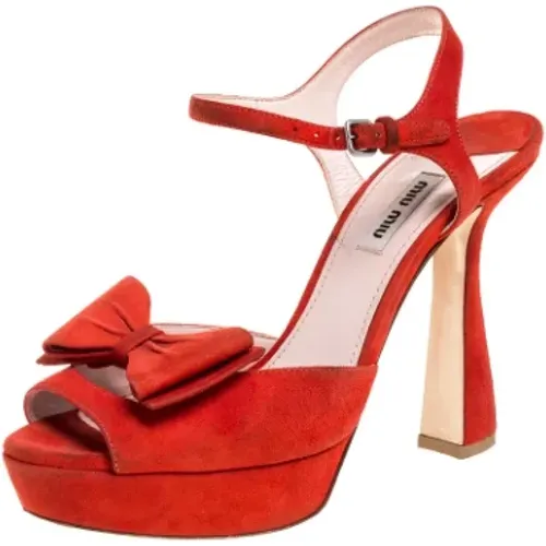 Pre-owned Suede sandals , female, Sizes: 6 UK - Miu Miu Pre-owned - Modalova
