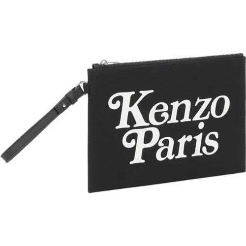 Schwarze Baumwolltasche mit Logo-Print - Kenzo - Modalova