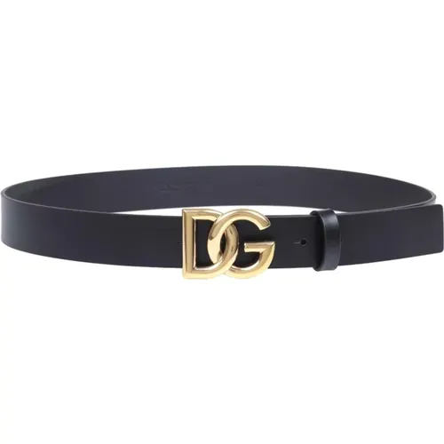 Schwarzer/Goldener DG-Logo Gürtel - Dolce & Gabbana - Modalova