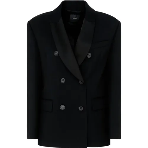 Blazers, female, , Size: L Wool Twill Double-Breasted Jacket - pinko - Modalova