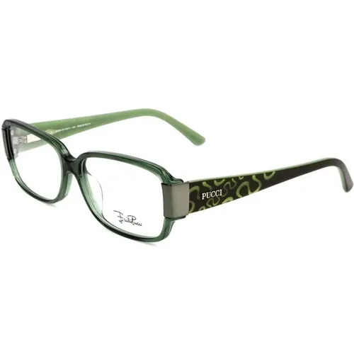 Glasses, female, , Size: ONE SIZE Olive Plastic Frames with Dial - EMILIO PUCCI - Modalova