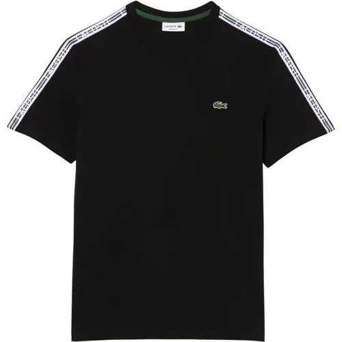 T-Shirt Kurzarmshirt mit Rundhalsausschnitt, Label-Tapes und gesticktem Logo - Lacoste - Modalova