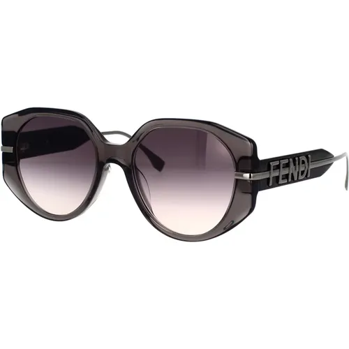 Graphy Oval Sunglasses in Transparent Grey Acetate , unisex, Sizes: 54 MM - Fendi - Modalova