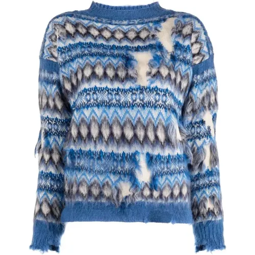 Blaue Mohair Strickpullover - Maison Margiela - Modalova