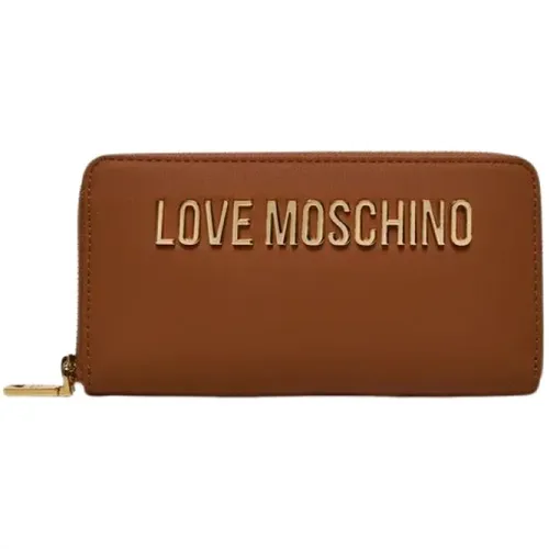 Wallets & Cardholders, female, , Size: ONE SIZE Wallet with Zip Closure and Metal Logo - Love Moschino - Modalova