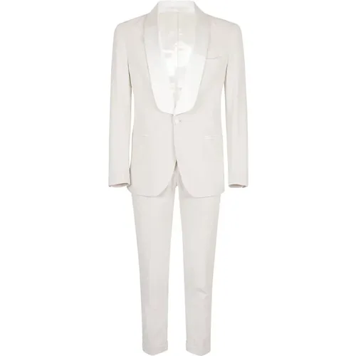 Single Breasted Suits, male, , Size: XL Cotton Cashmere Tuxedo Smoking Suit - Eleventy - Modalova