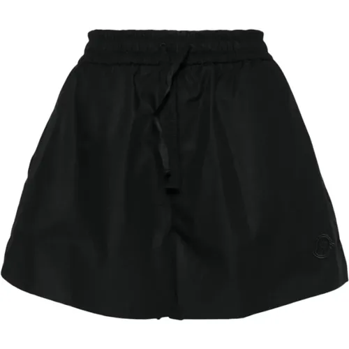 Schwarze Logo-Appliqué Popeline-Shorts , Damen, Größe: XS - Moncler - Modalova