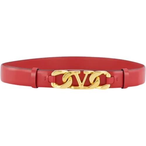 Leather Chain Belt with Gold VLogo Buckle , female, Sizes: 70 CM, 75 CM, 85 CM - Valentino Garavani - Modalova