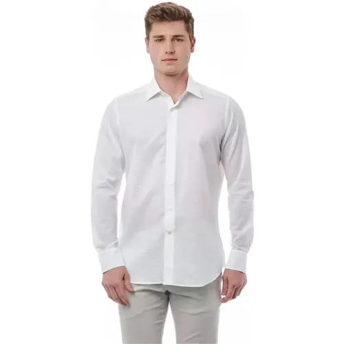 Elegantes weißes Hemd mit italienischem Kragen aus Baumwolle , Herren, Größe: M - Bagutta - Modalova