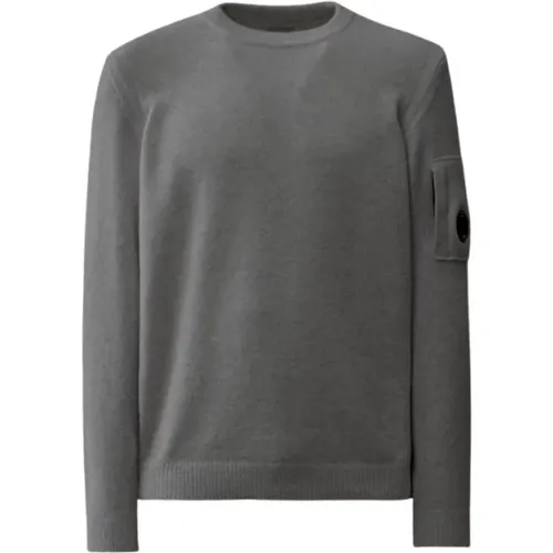 Rundhals-Strickpullover in Grau , Herren, Größe: 2XL - C.P. Company - Modalova