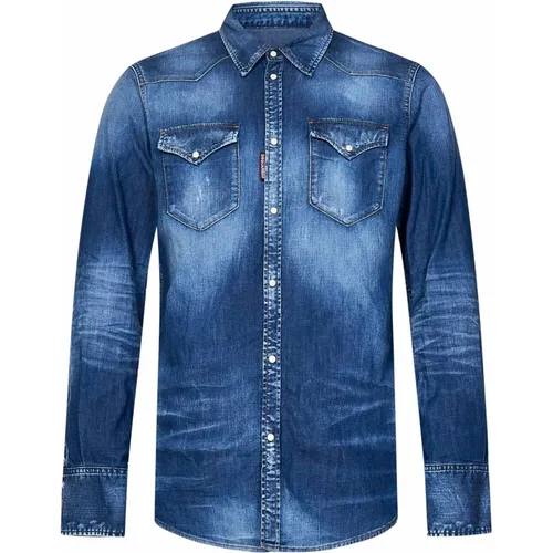 Denim Western Shirt Aw24 , male, Sizes: M - Dsquared2 - Modalova