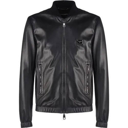 Leather Jacket , male, Sizes: L - Dolce & Gabbana - Modalova