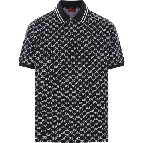 Polo Shirts, male, , Size: L and white jacquard polo shirt - Gucci - Modalova