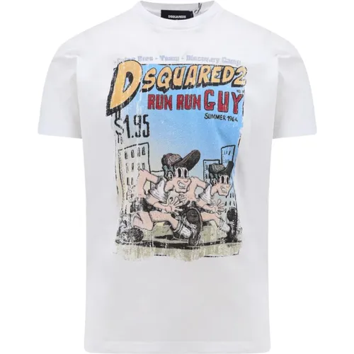 Baumwoll T-Shirt mit Multicolor-Print , Herren, Größe: L - Dsquared2 - Modalova