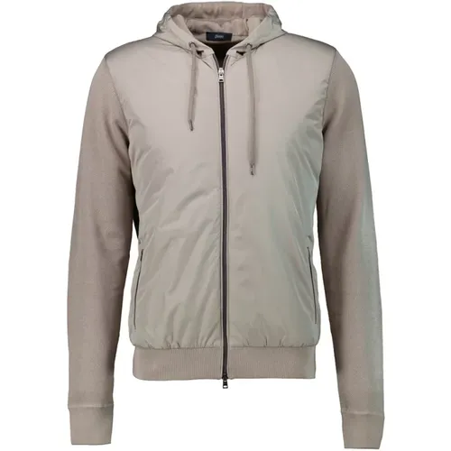 Taupe Hooded Jacket Mens Spring , male, Sizes: 2XL, XL - Herno - Modalova