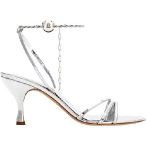 Silver Laminate Leather Sandals , female, Sizes: 2 1/2 UK, 4 1/2 UK - Salvatore Ferragamo - Modalova