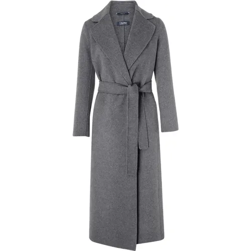 Belted Coats, female, , Size: S Grey wool coat with belt - Max Mara - Modalova