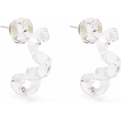 Spiral Glass and Sterling Silver Earrings , female, Sizes: ONE SIZE - Bottega Veneta - Modalova