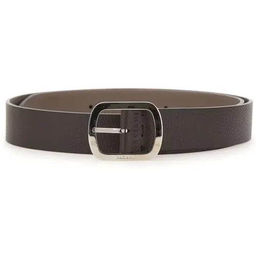 Belts, male, , Size: 100 CM Men's Reversible Leather Belt, Silver Buckle - Orciani - Modalova