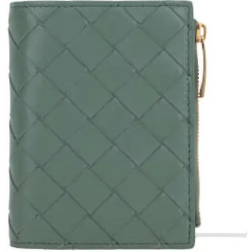 Grüne Intrecciato Kompakte Brieftasche , Damen, Größe: ONE Size - Bottega Veneta - Modalova