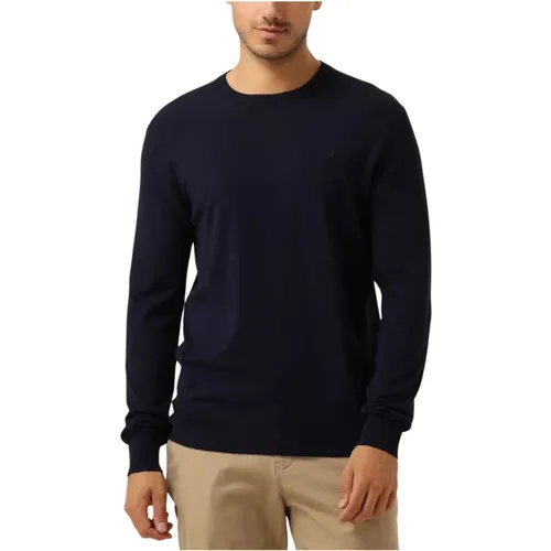 Marineblauer Viskose Rundhals Pullover , Herren, Größe: L - Scotch & Soda - Modalova