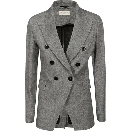 Blazers, female, , Size: L Stylish Double-Breasted Cotton Blend Jacket - Circolo 1901 - Modalova