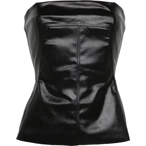 Coated Denim Bustier Top , female, Sizes: 2XS - Rick Owens - Modalova