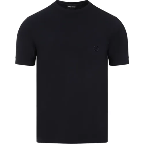 Marineblaues T-Shirt Ss24 , Herren, Größe: M - Giorgio Armani - Modalova