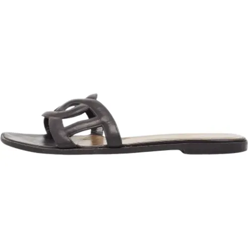 Pre-owned Flats, female, , Size: 11 US Pre-owned Leather sandals - Hermès Vintage - Modalova