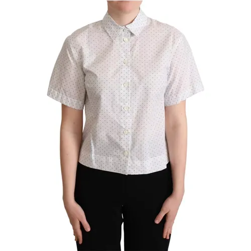 Elegantes Polka Dots Kragen Shirt , Damen, Größe: S - Dolce & Gabbana - Modalova