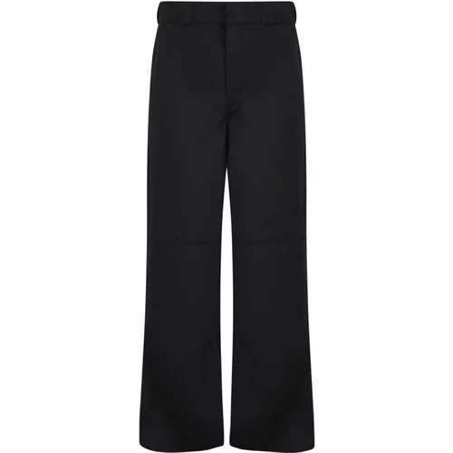 Wide Trousers, male, , Size: M Straight Leg Trousers Mid Rise - Palm Angels - Modalova