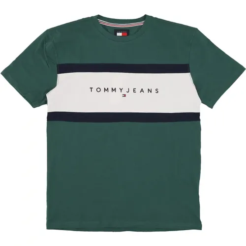 T-Shirts, male, , Size: L Regular Cut Tee Color Block - Tommy Hilfiger - Modalova