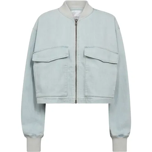 Bomber Jackets, female, , Size: XL Denim Bomber Jacket 114-Fade Denim - Co'Couture - Modalova