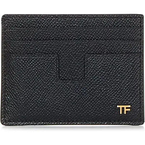 Schwarze Lederbrieftasche mit Kartenfächern - Tom Ford - Modalova