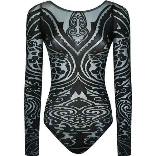 Body, female, , Size: XS Grey Topwear with Paisley Tattoo Motif - Wolford - Modalova