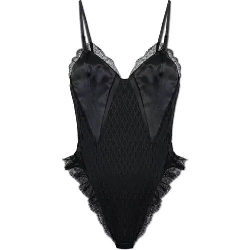 Body, female, , Size: L Bodysuit with lace inserts - Versace - Modalova