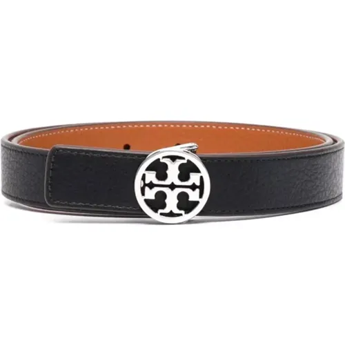 Leather Belt with Silver Buckle , female, Sizes: L - TORY BURCH - Modalova